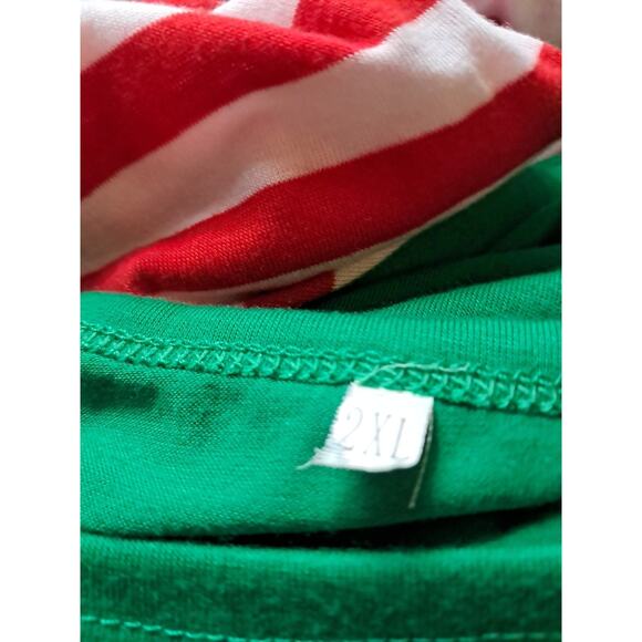 Unbranded Christmas Pajamas Unisex Size 2 XL Green Top Red/ White Bottoms - Picture 5 of 10